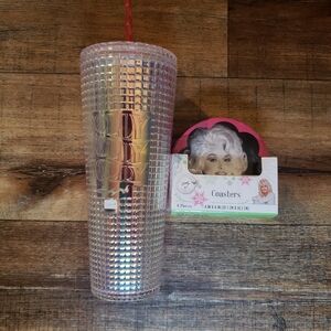 Dolly Parton Tumbler Iridescent Tumbler with Coaster Set